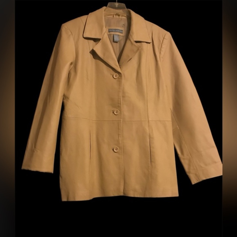 Tan Leather Jacket with Classic Tailoring